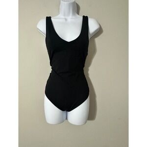 Abercrombie Fitch Soft A&P Collection Black V‎ Neck Tank Bodysuit Womens Size S